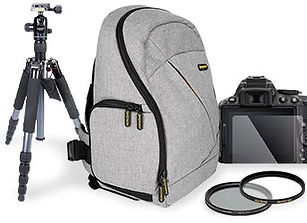 Tripod, camera bag, camera, and filters, theshutterbug for all photography needs.